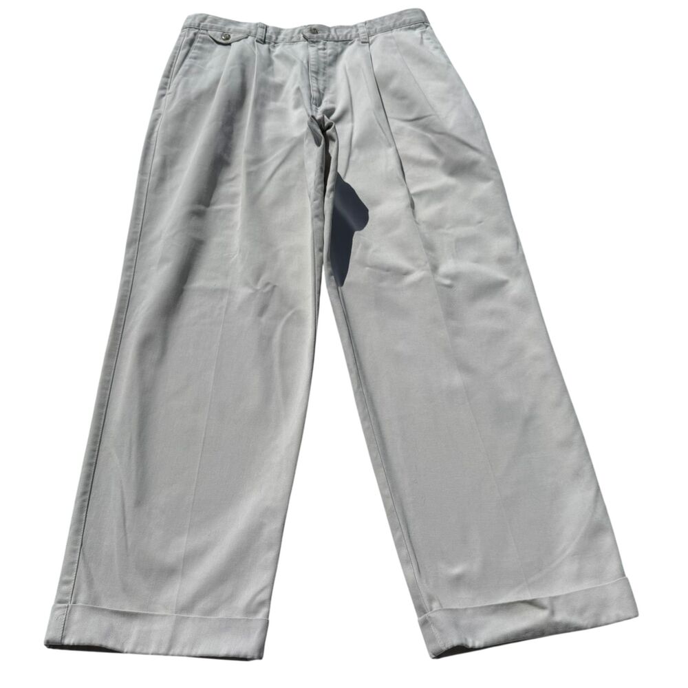 Vintage Y2K 2000 Dockers No Wrinkle Twill Pants 35x28 Khaki Baggy Wide Leg Baggy